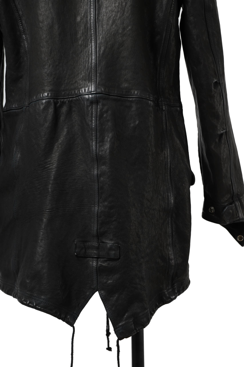 ISAMU KATAYAMA BACKLASH MODS COAT / GOAT LEATHER (GARMENT+SPRAY DYED / BLACK) - Image 33