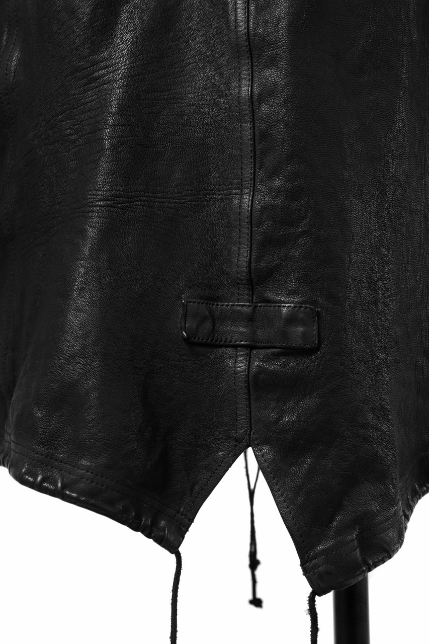 ISAMU KATAYAMA BACKLASH MODS COAT / GOAT LEATHER (GARMENT+SPRAY DYED / BLACK) - Image 34