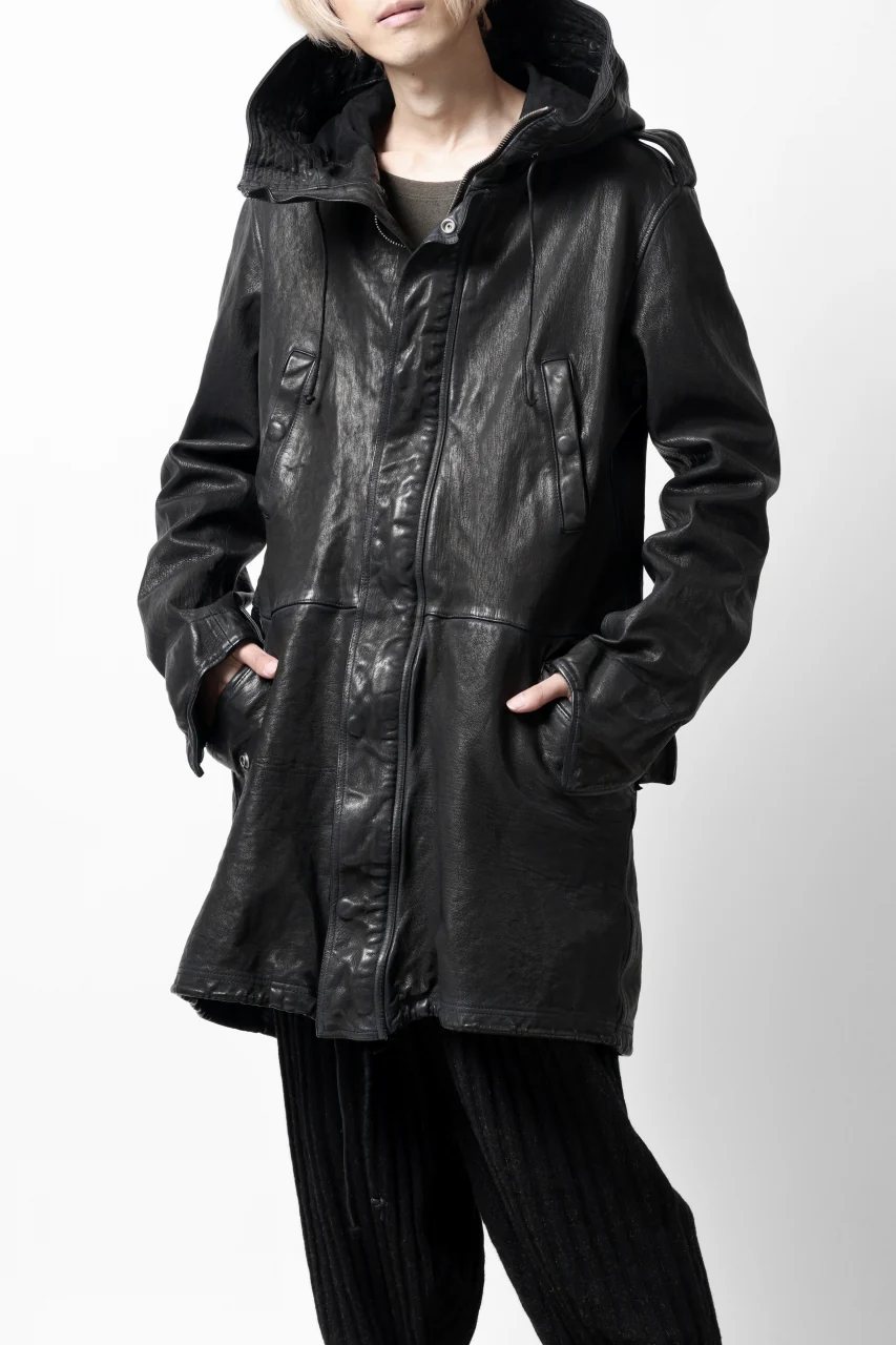 ISAMU KATAYAMA BACKLASH MODS COAT / GOAT LEATHER (GARMENT+SPRAY DYED / BLACK) - Image 36