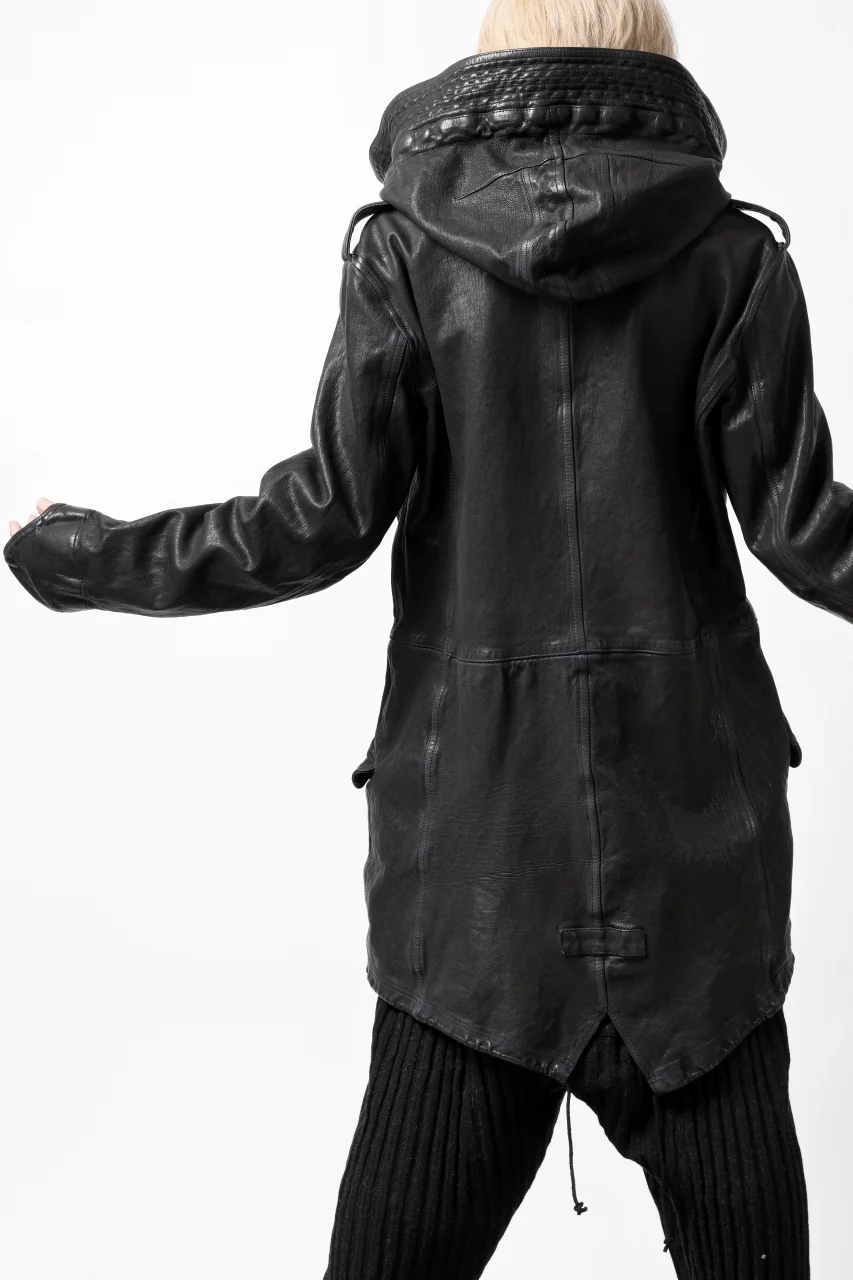 ISAMU KATAYAMA BACKLASH MODS COAT / GOAT LEATHER (GARMENT+SPRAY DYED / BLACK) - Image 37