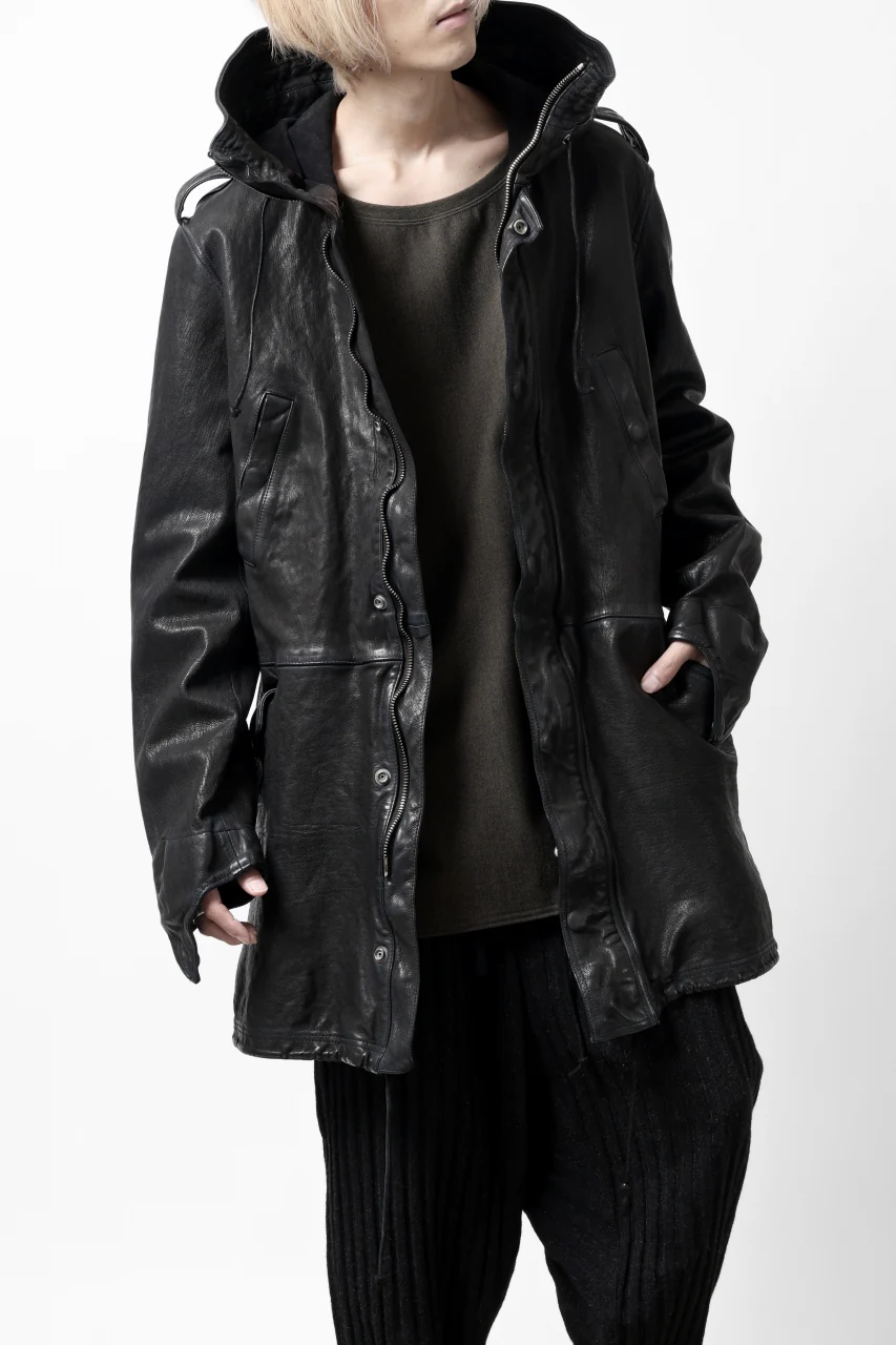 ISAMU KATAYAMA BACKLASH MODS COAT / GOAT LEATHER (GARMENT+SPRAY DYED / BLACK) - Image 41
