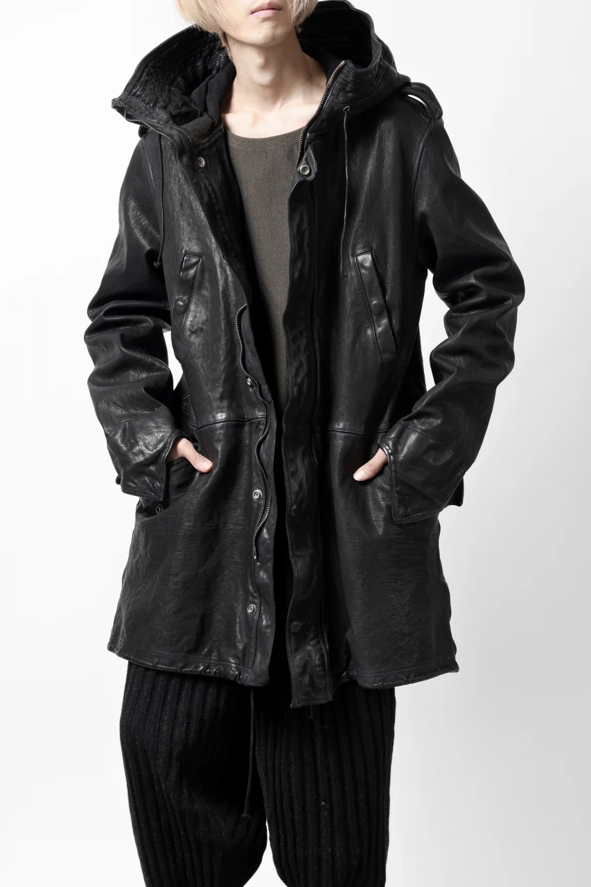 ISAMU KATAYAMA BACKLASH MODS COAT / GOAT LEATHER (GARMENT+SPRAY DYED / BLACK) - Image 42