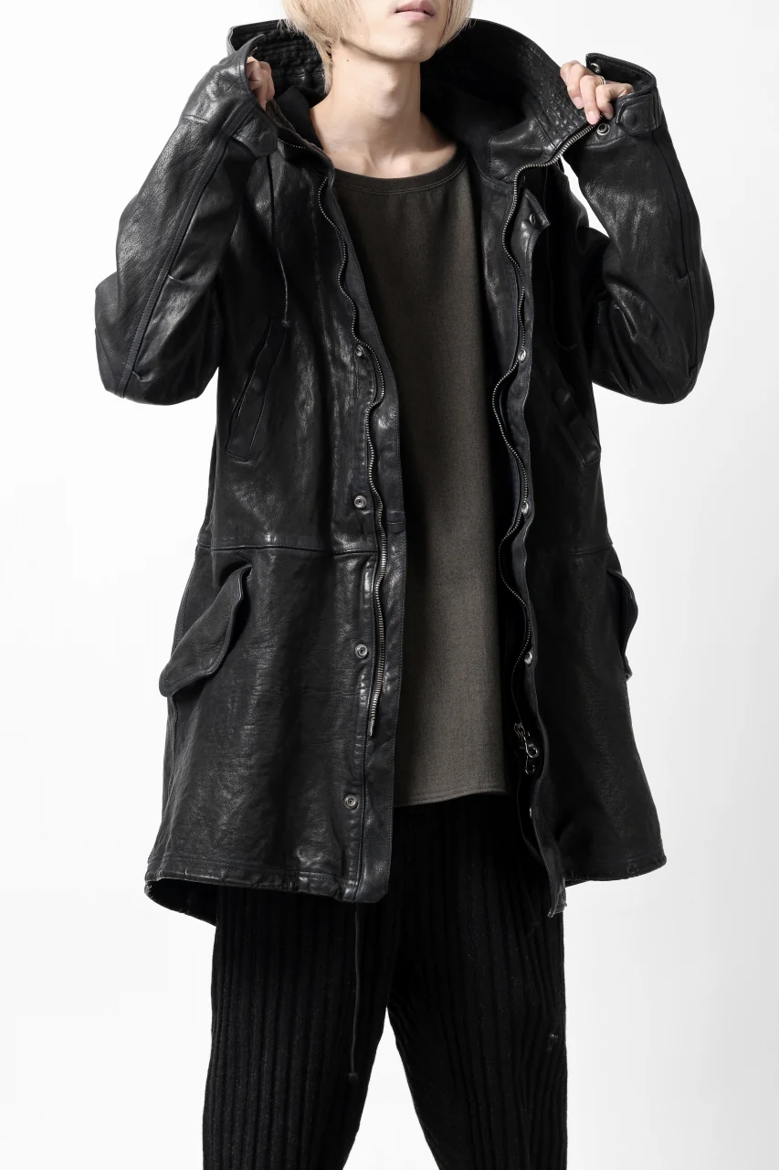 ISAMU KATAYAMA BACKLASH MODS COAT / GOAT LEATHER (GARMENT+SPRAY DYED / BLACK) - Image 43