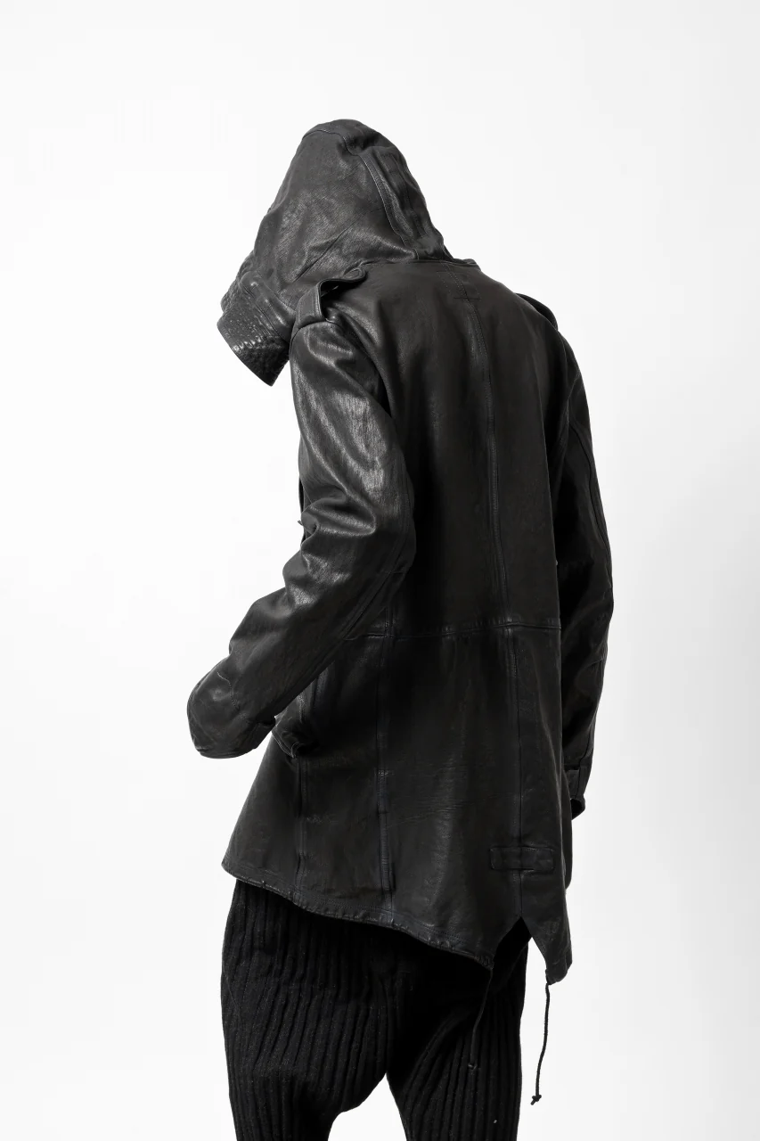 ISAMU KATAYAMA BACKLASH MODS COAT / GOAT LEATHER (GARMENT+SPRAY DYED / BLACK) - Image 45