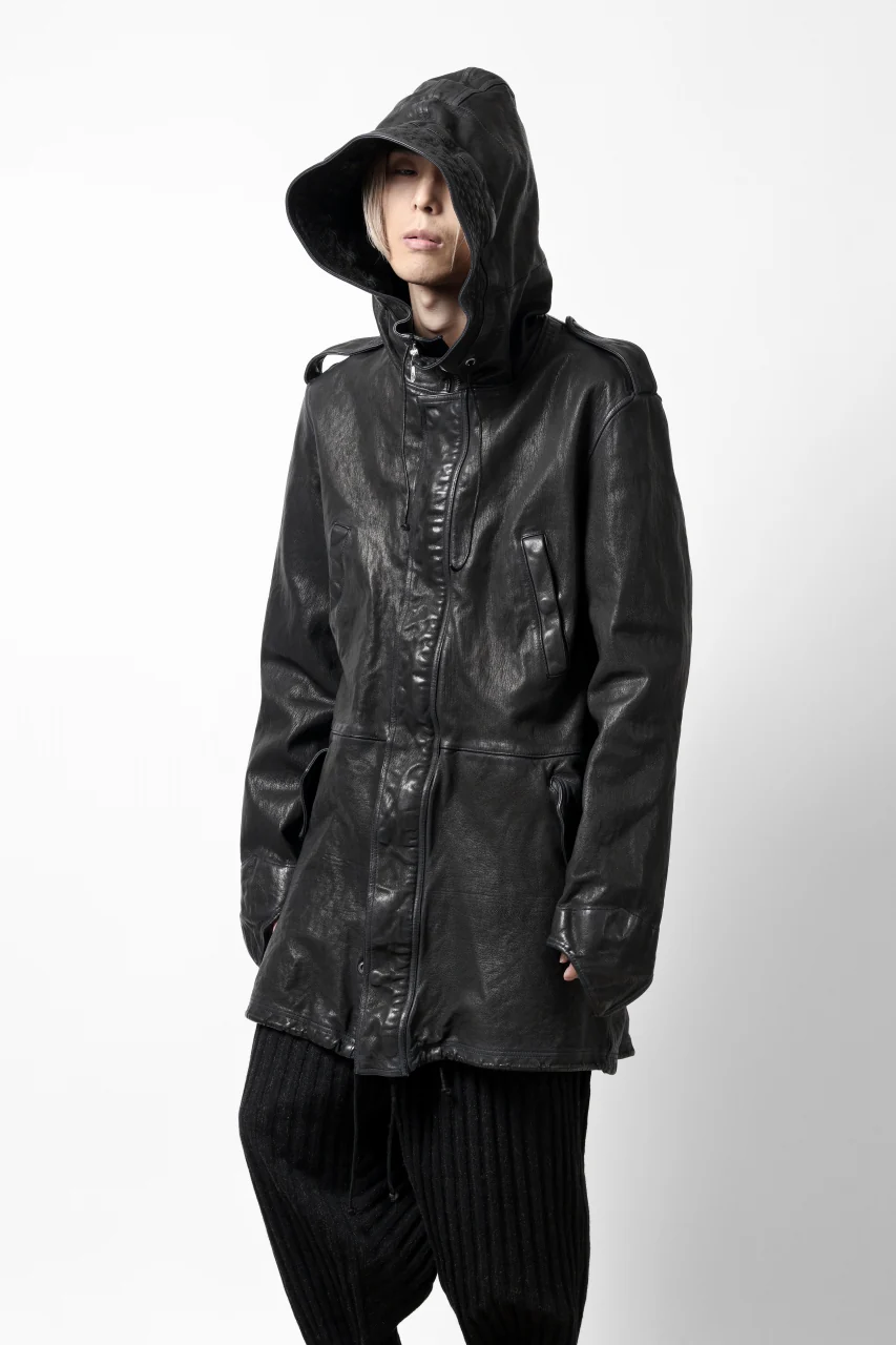 ISAMU KATAYAMA BACKLASH MODS COAT / GOAT LEATHER (GARMENT+SPRAY DYED / BLACK) - Image 46