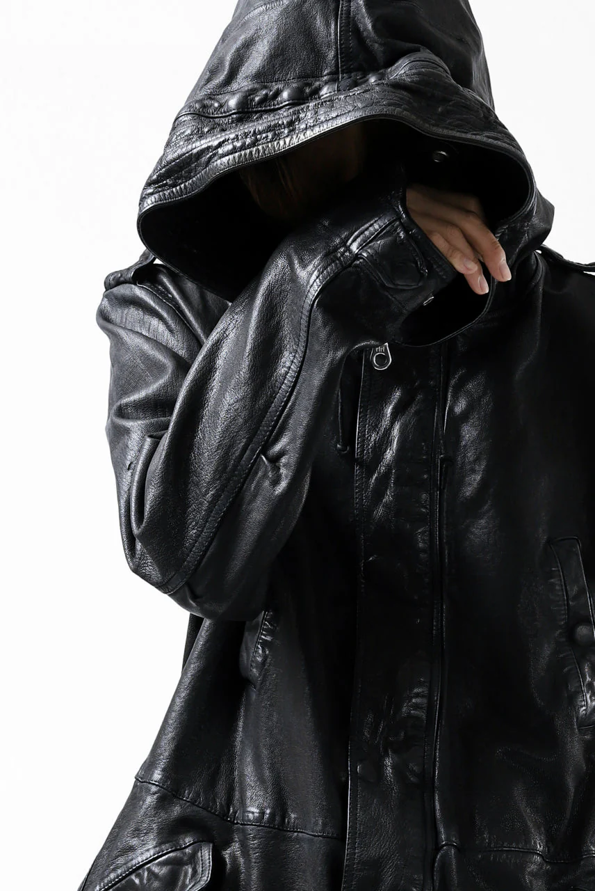 ISAMU KATAYAMA BACKLASH MODS COAT / GOAT LEATHER (GARMENT+SPRAY DYED / BLACK) - Image 54