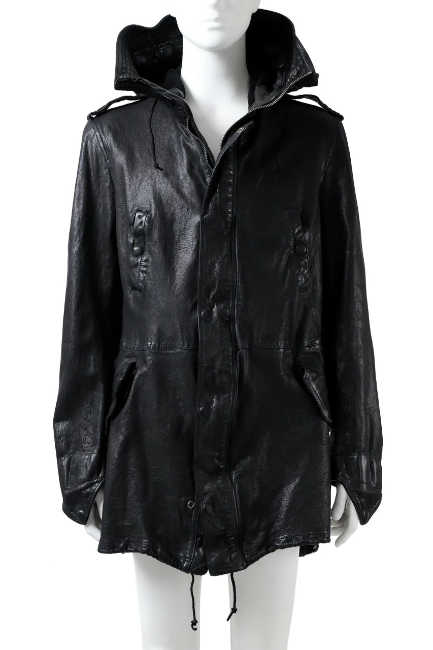 ISAMU KATAYAMA BACKLASH MODS COAT / GOAT LEATHER (GARMENT+SPRAY DYED / BLACK) - Image 56