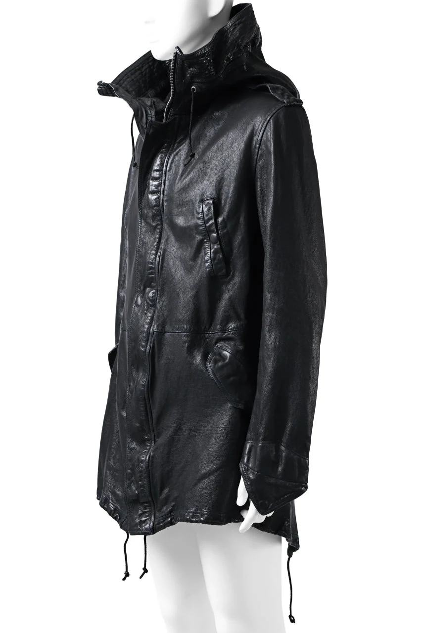 ISAMU KATAYAMA BACKLASH MODS COAT / GOAT LEATHER (GARMENT+SPRAY DYED / BLACK) - Image 58
