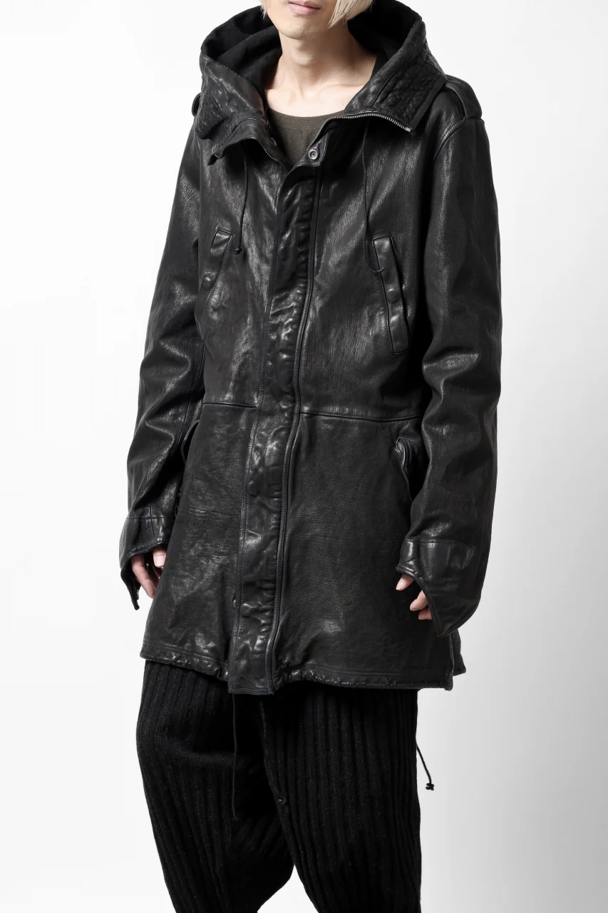 ISAMU KATAYAMA BACKLASH MODS COAT / GOAT LEATHER (GARMENT+SPRAY DYED / BLACK) - Image 6