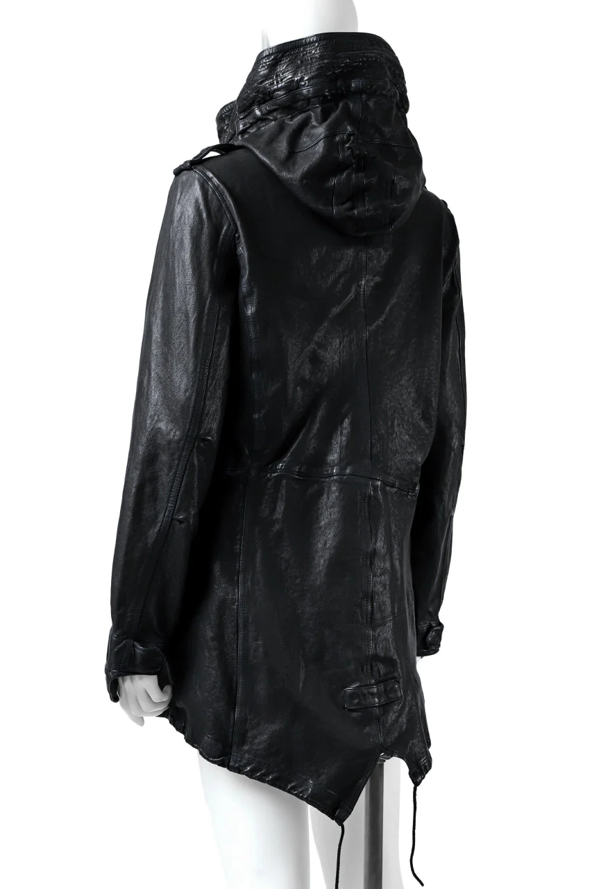 ISAMU KATAYAMA BACKLASH MODS COAT / GOAT LEATHER (GARMENT+SPRAY DYED / BLACK) - Image 60