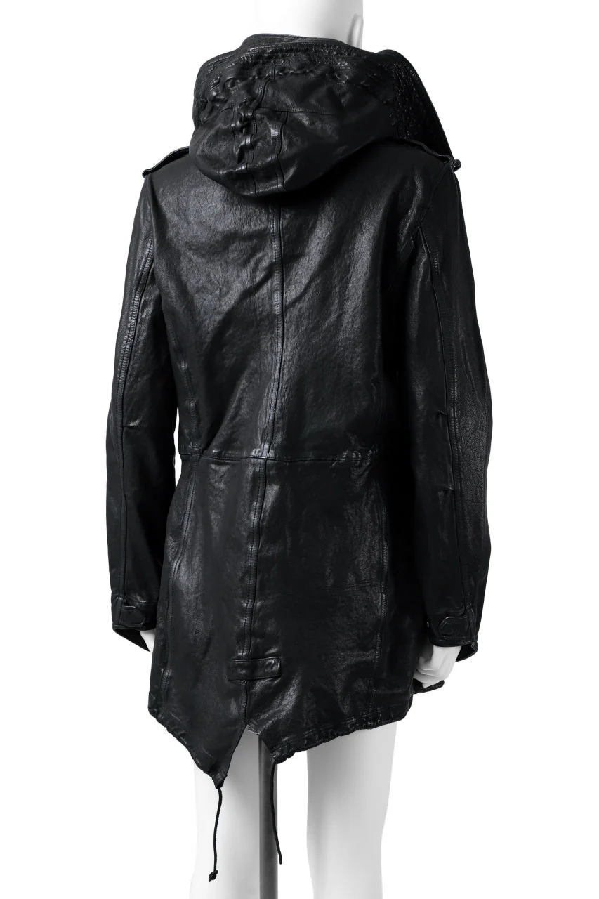 ISAMU KATAYAMA BACKLASH MODS COAT / GOAT LEATHER (GARMENT+SPRAY DYED / BLACK) - Image 62