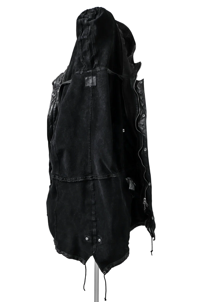ISAMU KATAYAMA BACKLASH MODS COAT / GOAT LEATHER (GARMENT+SPRAY DYED / BLACK) - Image 63