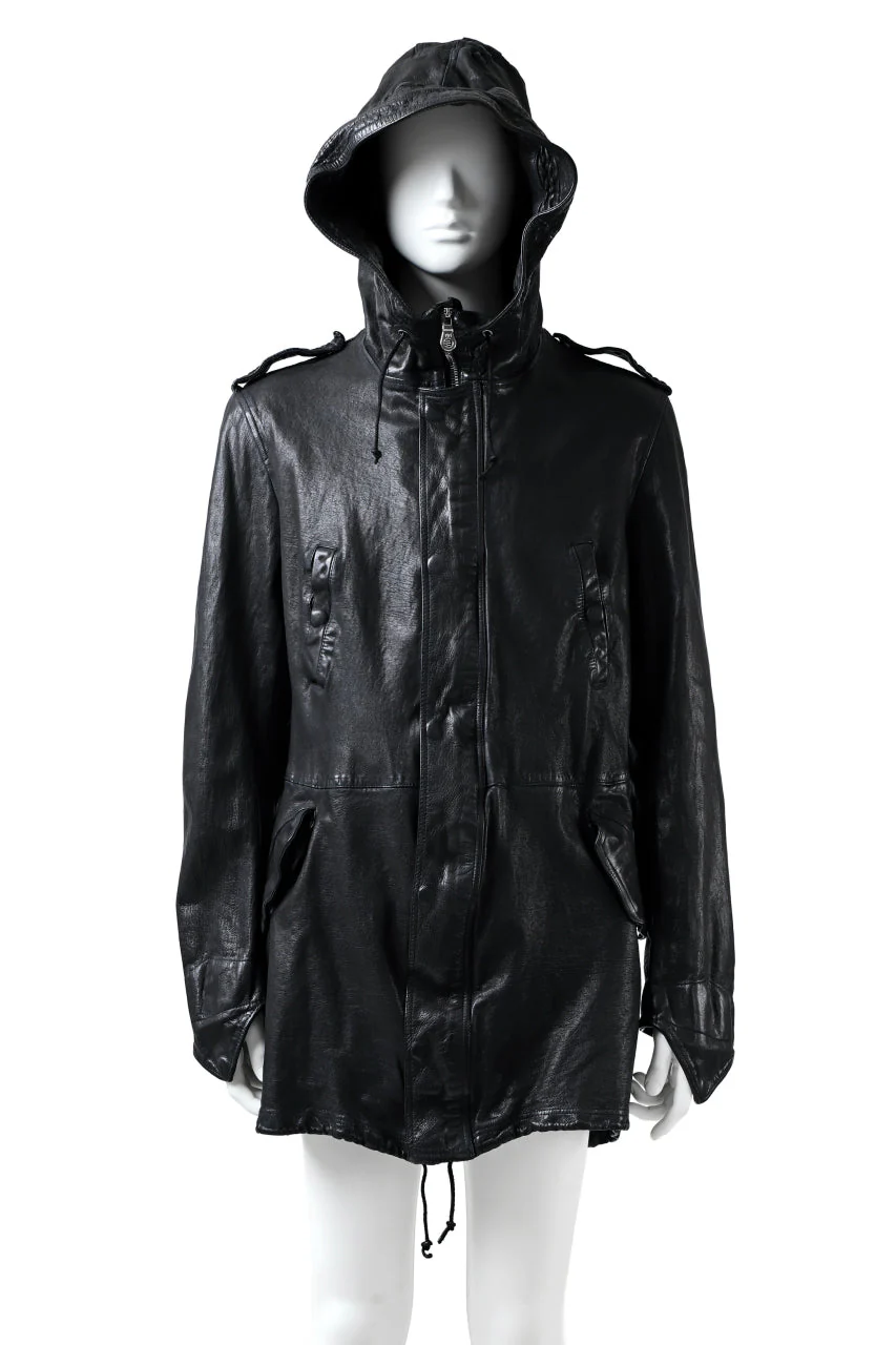 ISAMU KATAYAMA BACKLASH MODS COAT / GOAT LEATHER (GARMENT+SPRAY DYED / BLACK) - Image 64