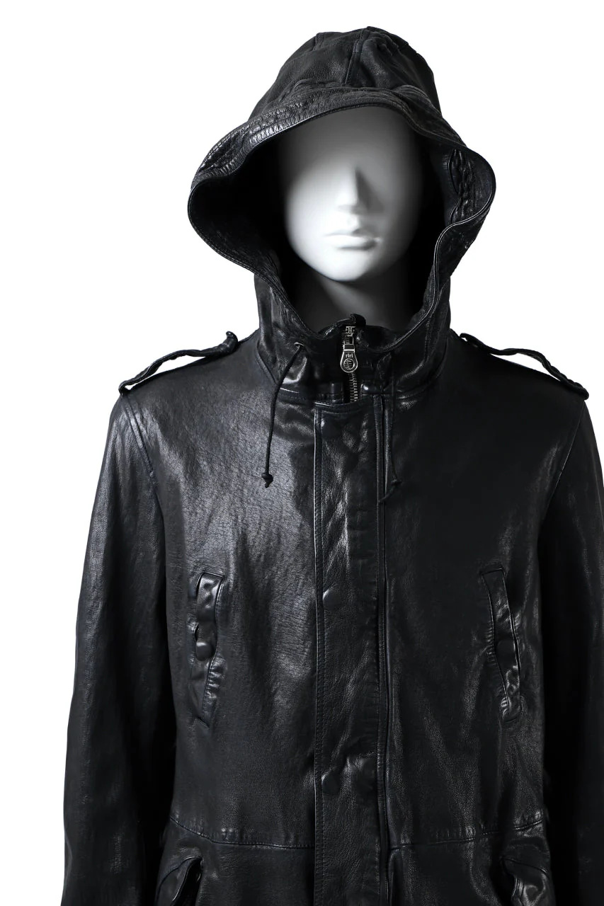 ISAMU KATAYAMA BACKLASH MODS COAT / GOAT LEATHER (GARMENT+SPRAY DYED / BLACK) - Image 65