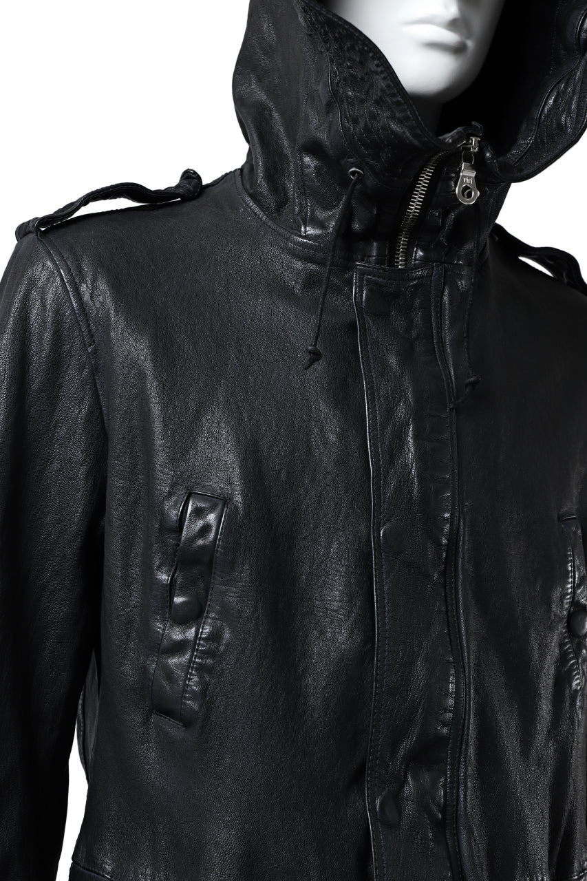 ISAMU KATAYAMA BACKLASH MODS COAT / GOAT LEATHER (GARMENT+SPRAY DYED / BLACK) - Image 67