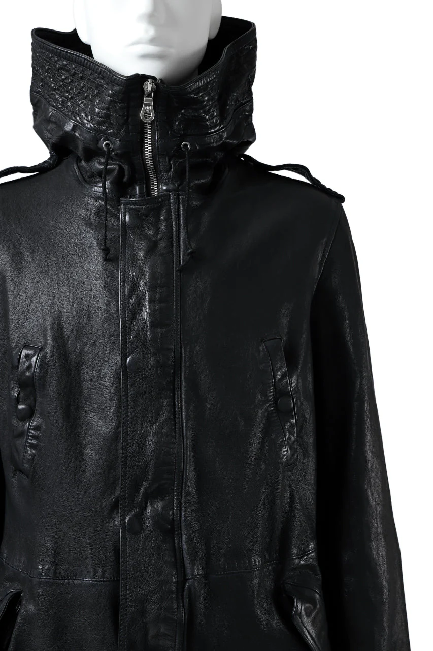 ISAMU KATAYAMA BACKLASH MODS COAT / GOAT LEATHER (GARMENT+SPRAY DYED / BLACK) - Image 69