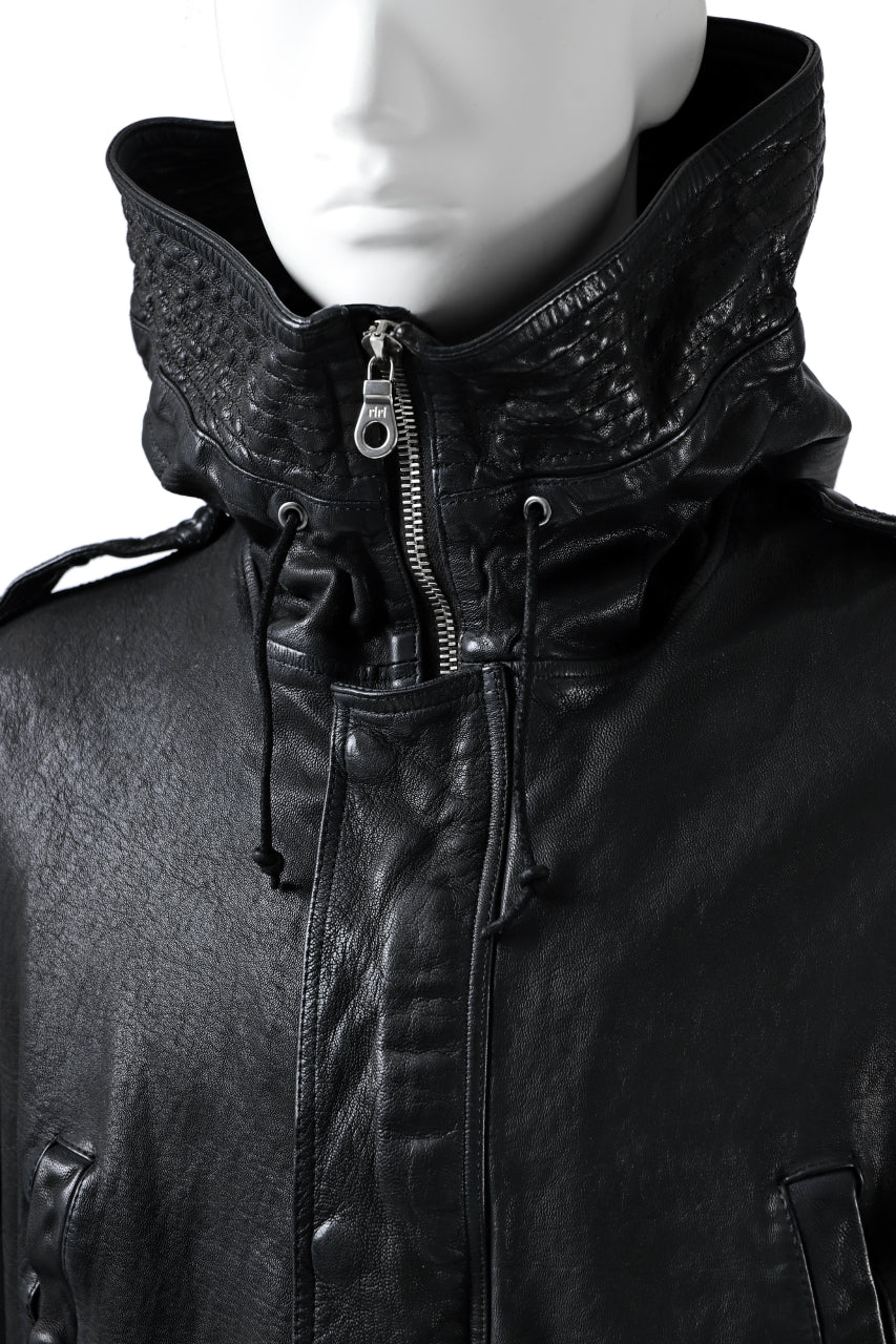 ISAMU KATAYAMA BACKLASH MODS COAT / GOAT LEATHER (GARMENT+SPRAY DYED / BLACK) - Image 70