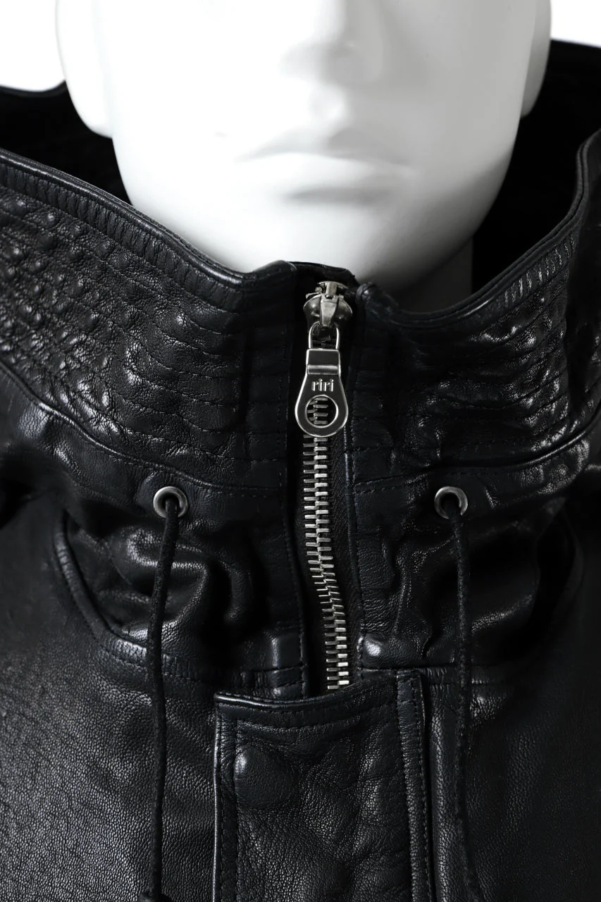 ISAMU KATAYAMA BACKLASH MODS COAT / GOAT LEATHER (GARMENT+SPRAY DYED / BLACK) - Image 71