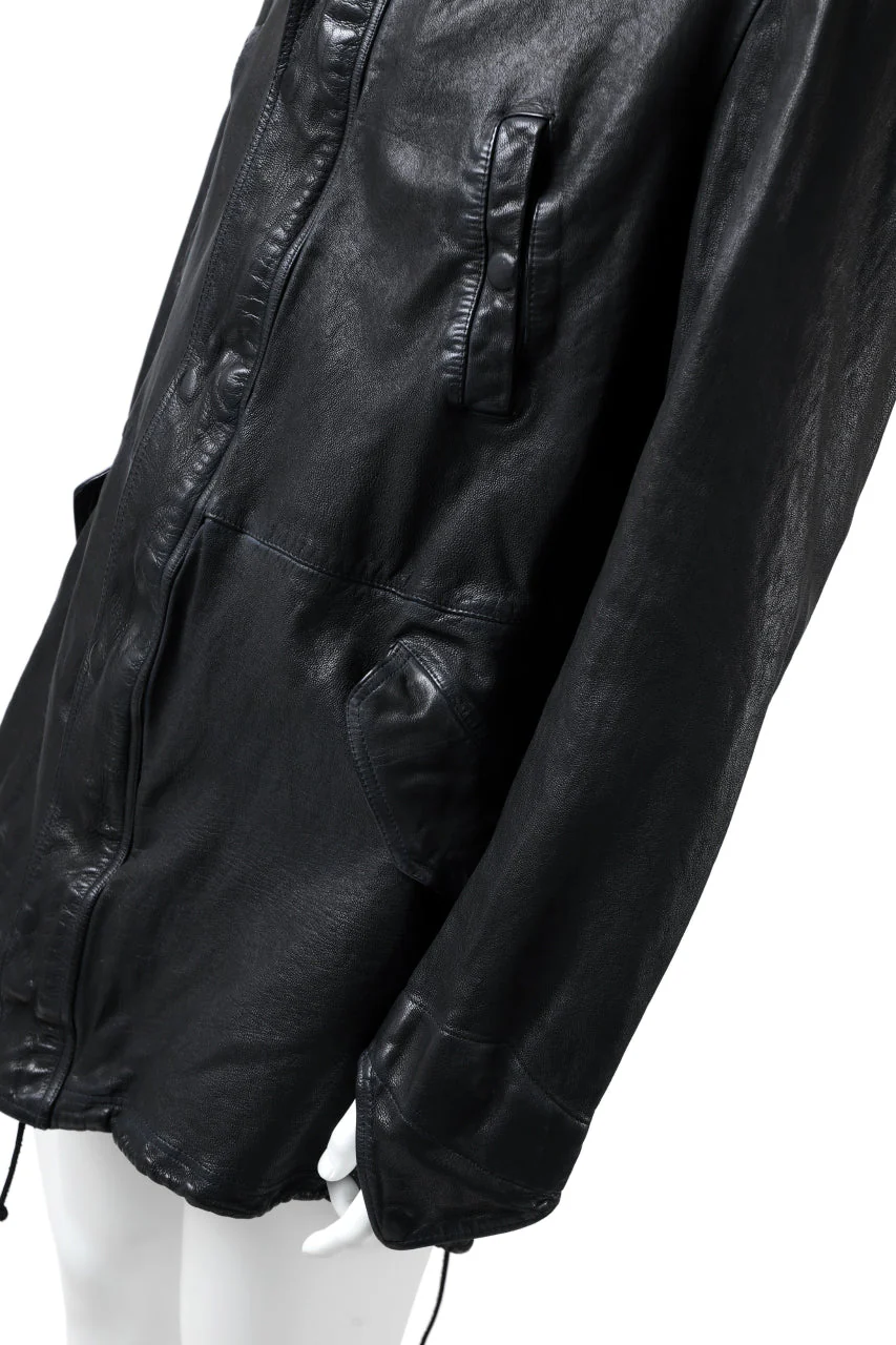 ISAMU KATAYAMA BACKLASH MODS COAT / GOAT LEATHER (GARMENT+SPRAY DYED / BLACK) - Image 77