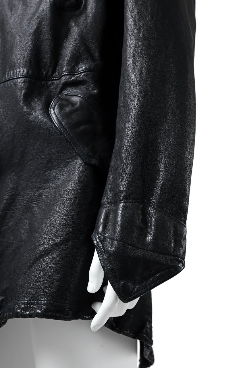 ISAMU KATAYAMA BACKLASH MODS COAT / GOAT LEATHER (GARMENT+SPRAY DYED / BLACK) - Image 79