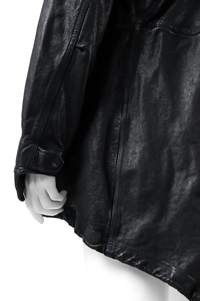 ISAMU KATAYAMA BACKLASH MODS COAT / GOAT LEATHER (GARMENT+SPRAY DYED / BLACK) - Image 81