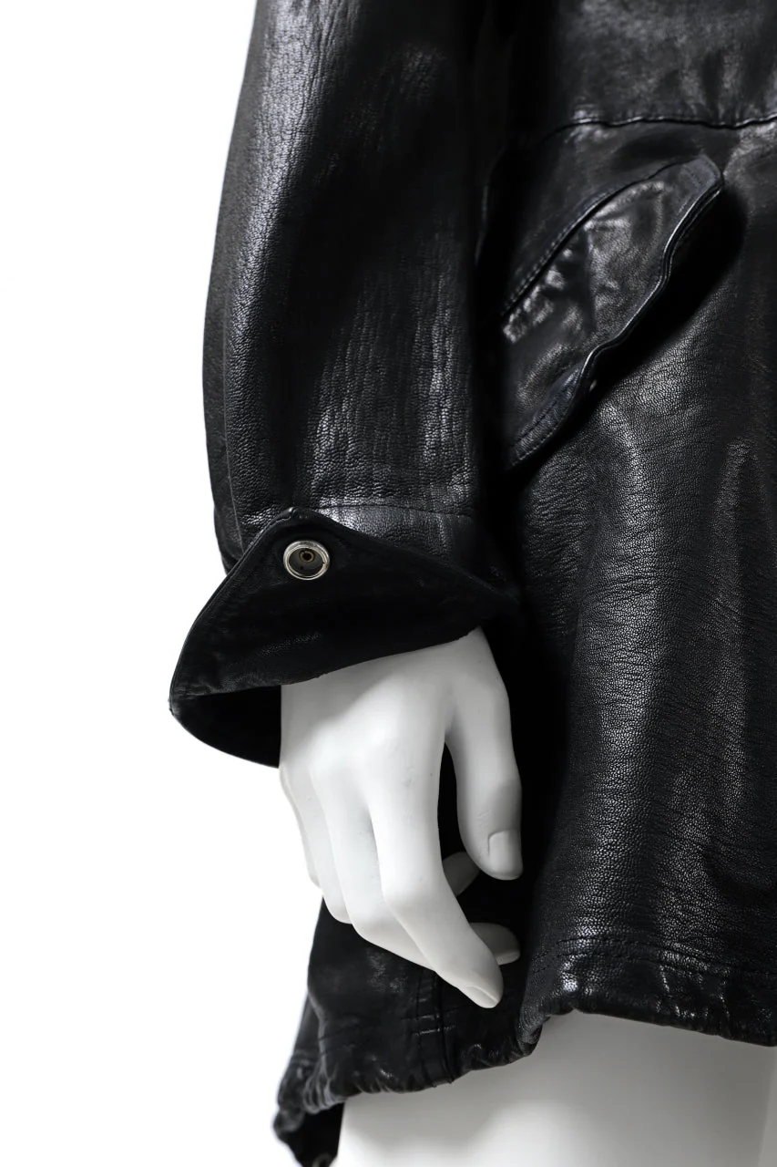 ISAMU KATAYAMA BACKLASH MODS COAT / GOAT LEATHER (GARMENT+SPRAY DYED / BLACK) - Image 83