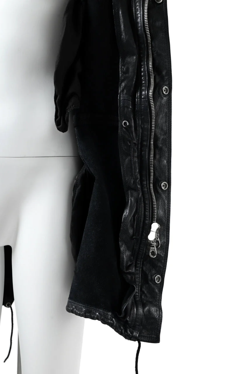 ISAMU KATAYAMA BACKLASH MODS COAT / GOAT LEATHER (GARMENT+SPRAY DYED / BLACK) - Image 84