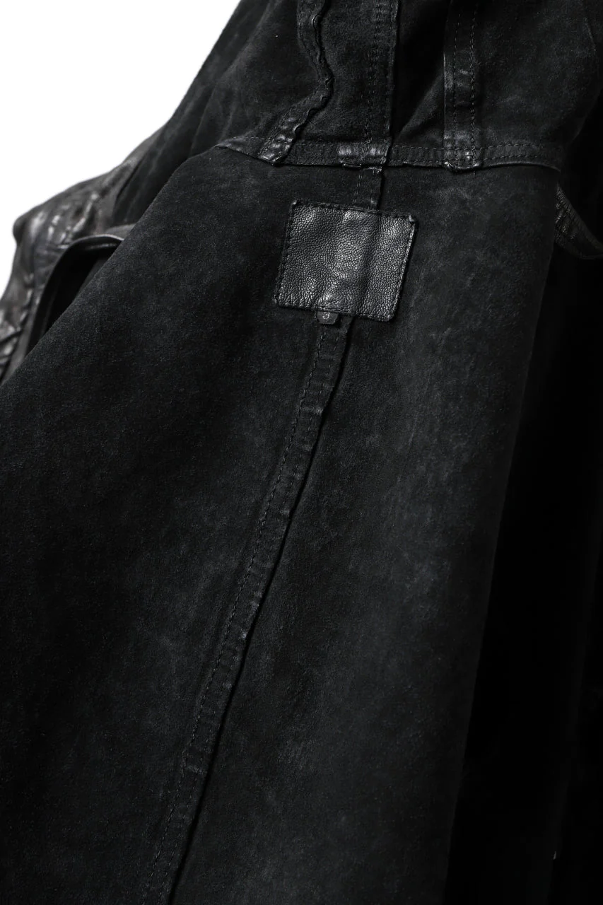 ISAMU KATAYAMA BACKLASH MODS COAT / GOAT LEATHER (GARMENT+SPRAY DYED / BLACK) - Image 87