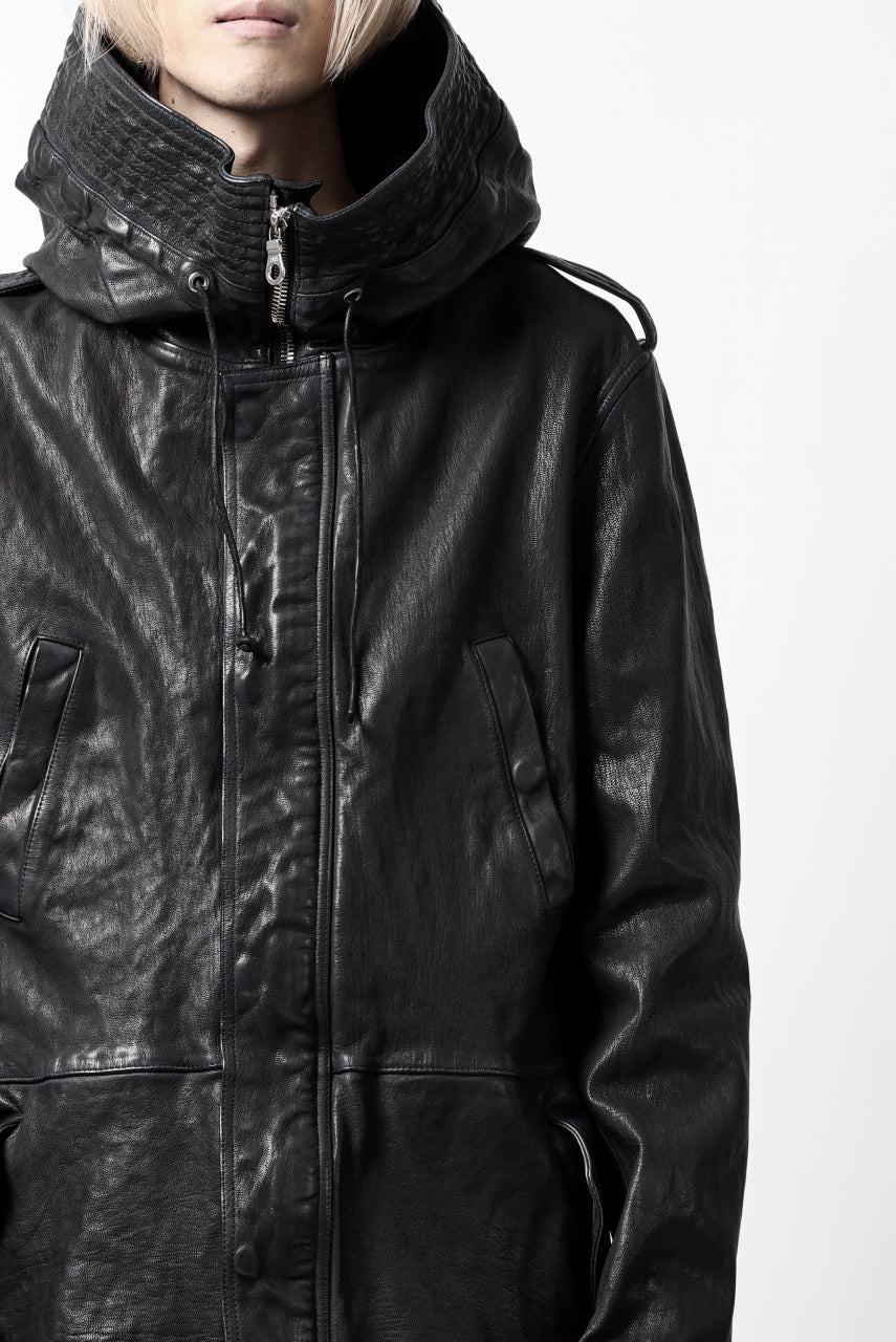 ISAMU KATAYAMA BACKLASH MODS COAT / GOAT LEATHER (GARMENT+SPRAY DYED / BLACK) - Image 88