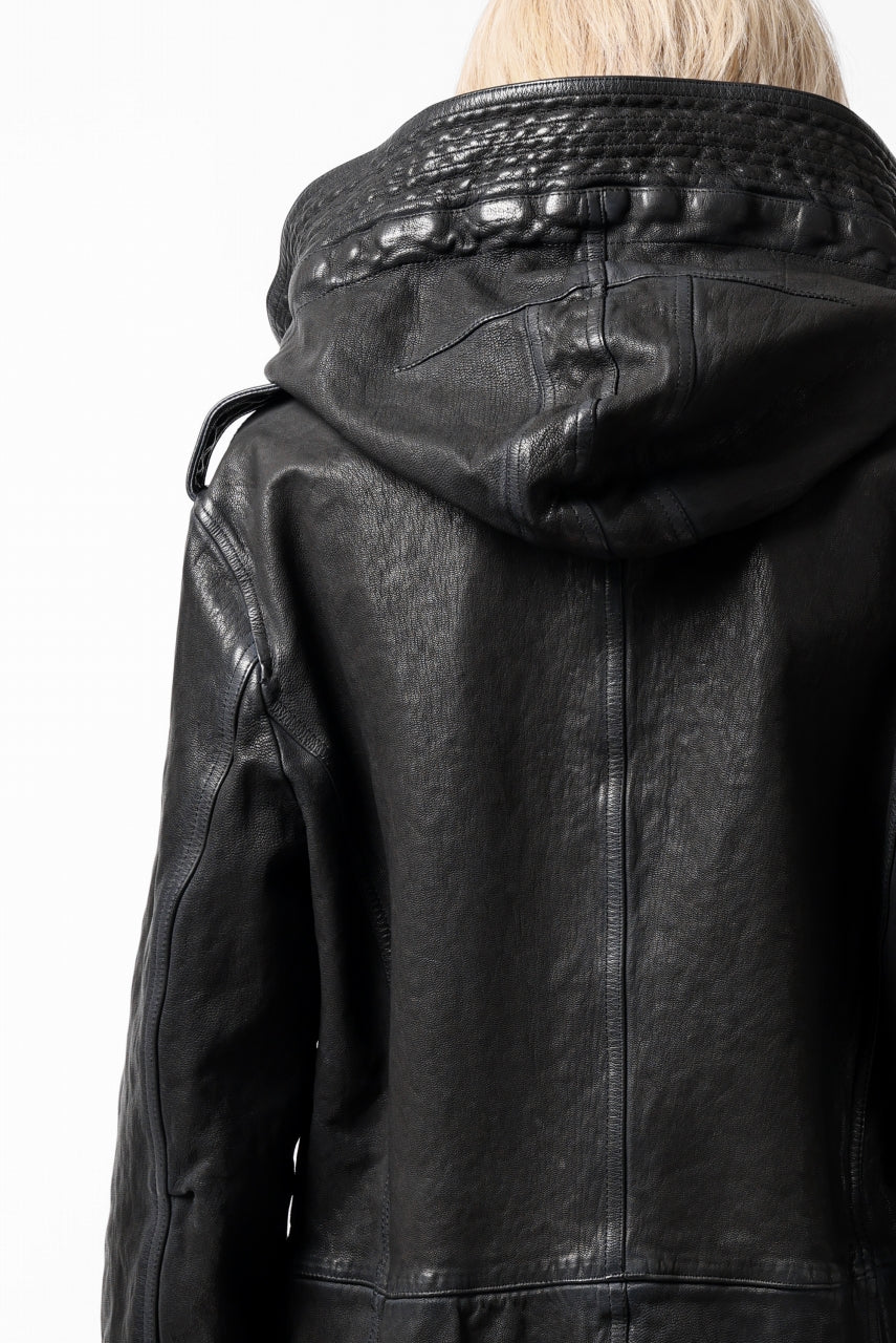 ISAMU KATAYAMA BACKLASH MODS COAT / GOAT LEATHER (GARMENT+SPRAY DYED / BLACK) - Image 93