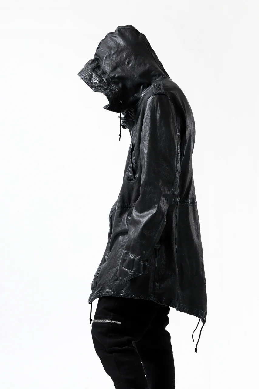 ISAMU KATAYAMA BACKLASH MODS COAT / GOAT LEATHER (GARMENT + SPRAY DYED BLACK) - Image 14