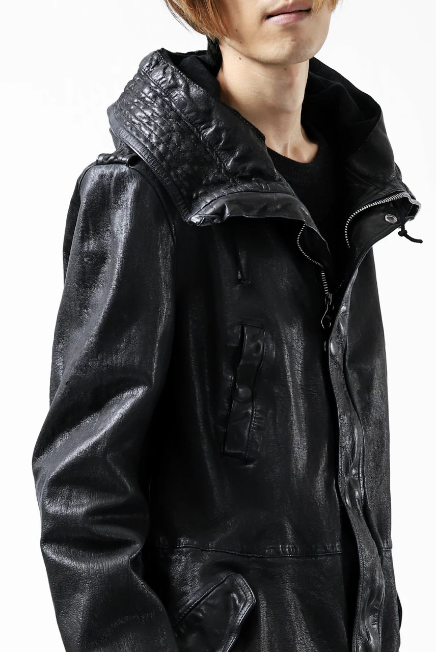ISAMU KATAYAMA BACKLASH MODS COAT / GOAT LEATHER (GARMENT + SPRAY DYED BLACK) - Image 23