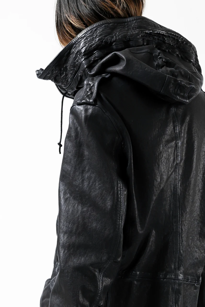 ISAMU KATAYAMA BACKLASH MODS COAT / GOAT LEATHER (GARMENT + SPRAY DYED BLACK) - Image 25