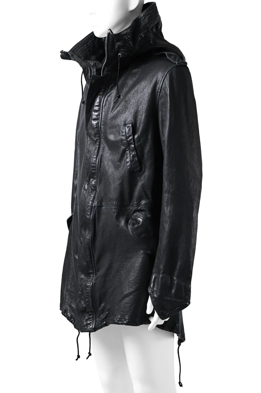 ISAMU KATAYAMA BACKLASH MODS COAT / GOAT LEATHER (GARMENT + SPRAY DYED BLACK) - Image 32