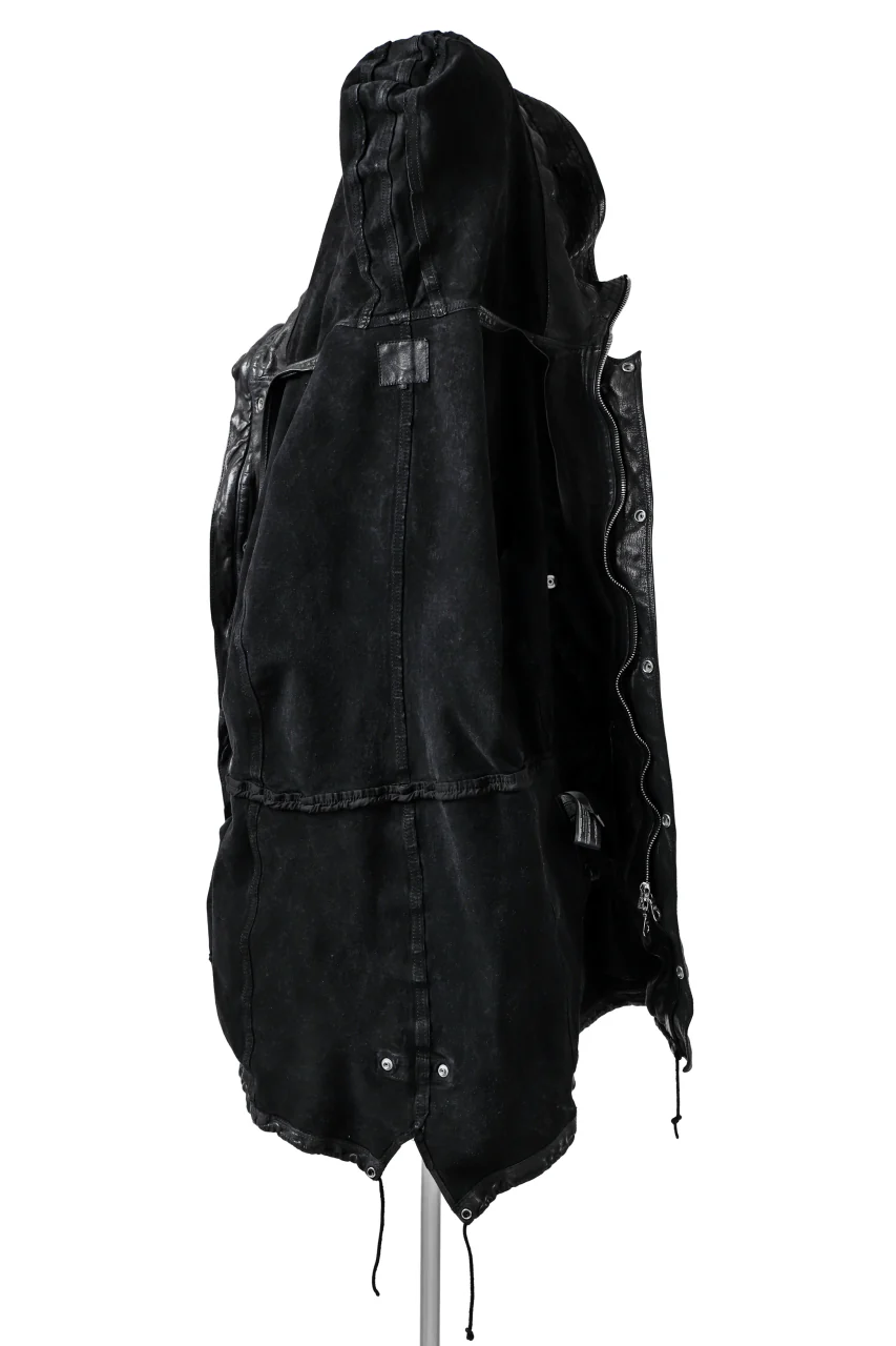 ISAMU KATAYAMA BACKLASH MODS COAT / GOAT LEATHER (GARMENT + SPRAY DYED BLACK) - Image 37