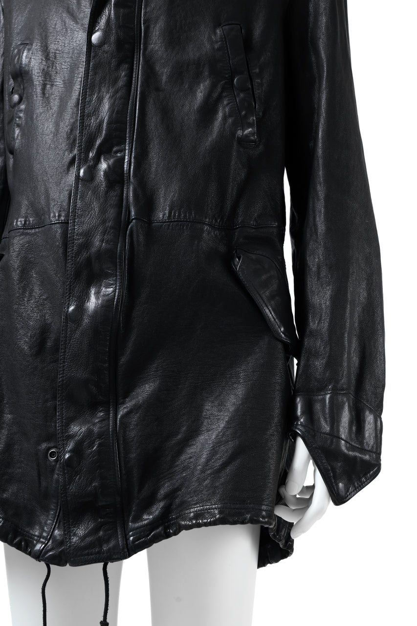 ISAMU KATAYAMA BACKLASH MODS COAT / GOAT LEATHER (GARMENT + SPRAY DYED BLACK) - Image 48