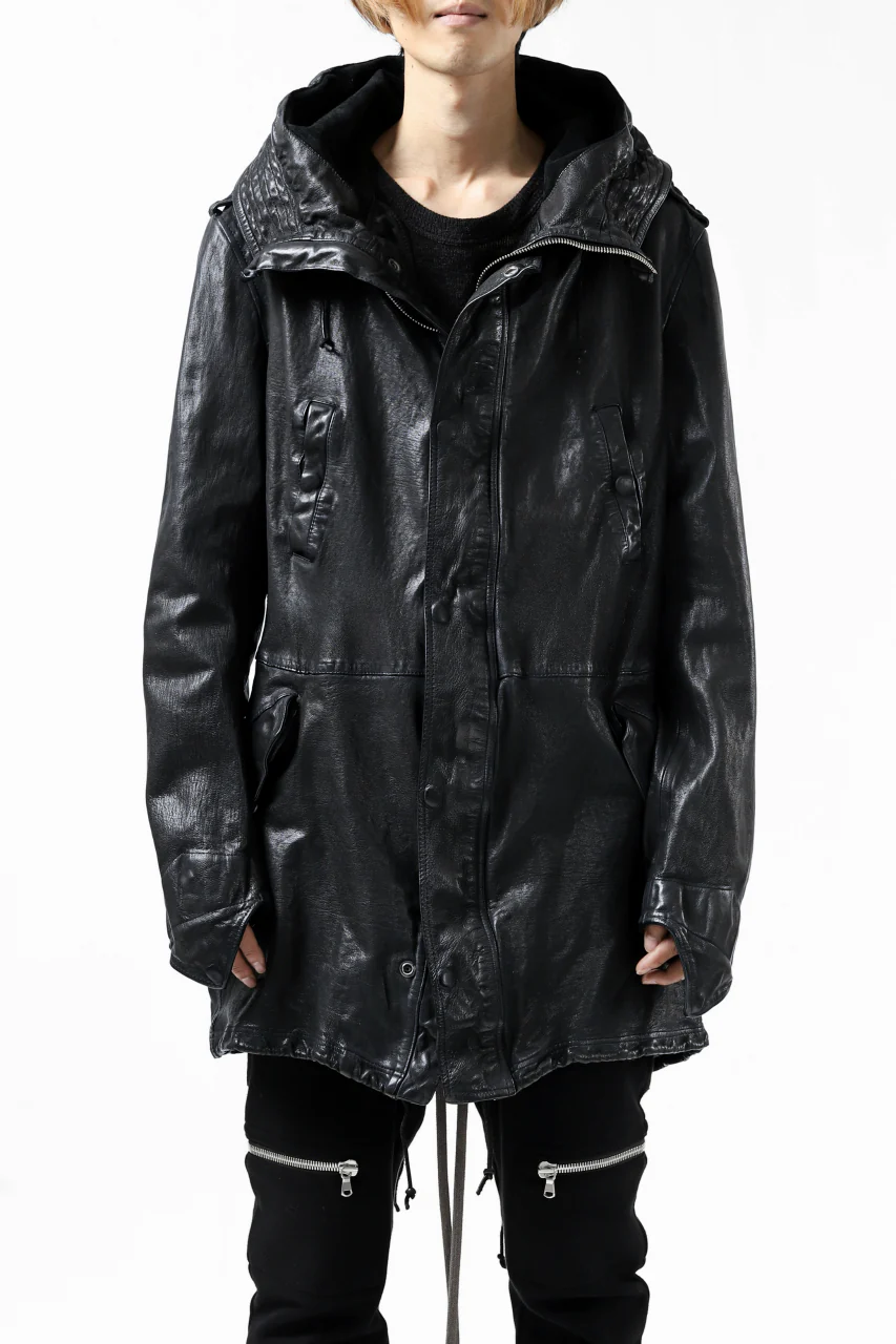 ISAMU KATAYAMA BACKLASH MODS COAT / GOAT LEATHER (GARMENT + SPRAY DYED BLACK) - Image 5
