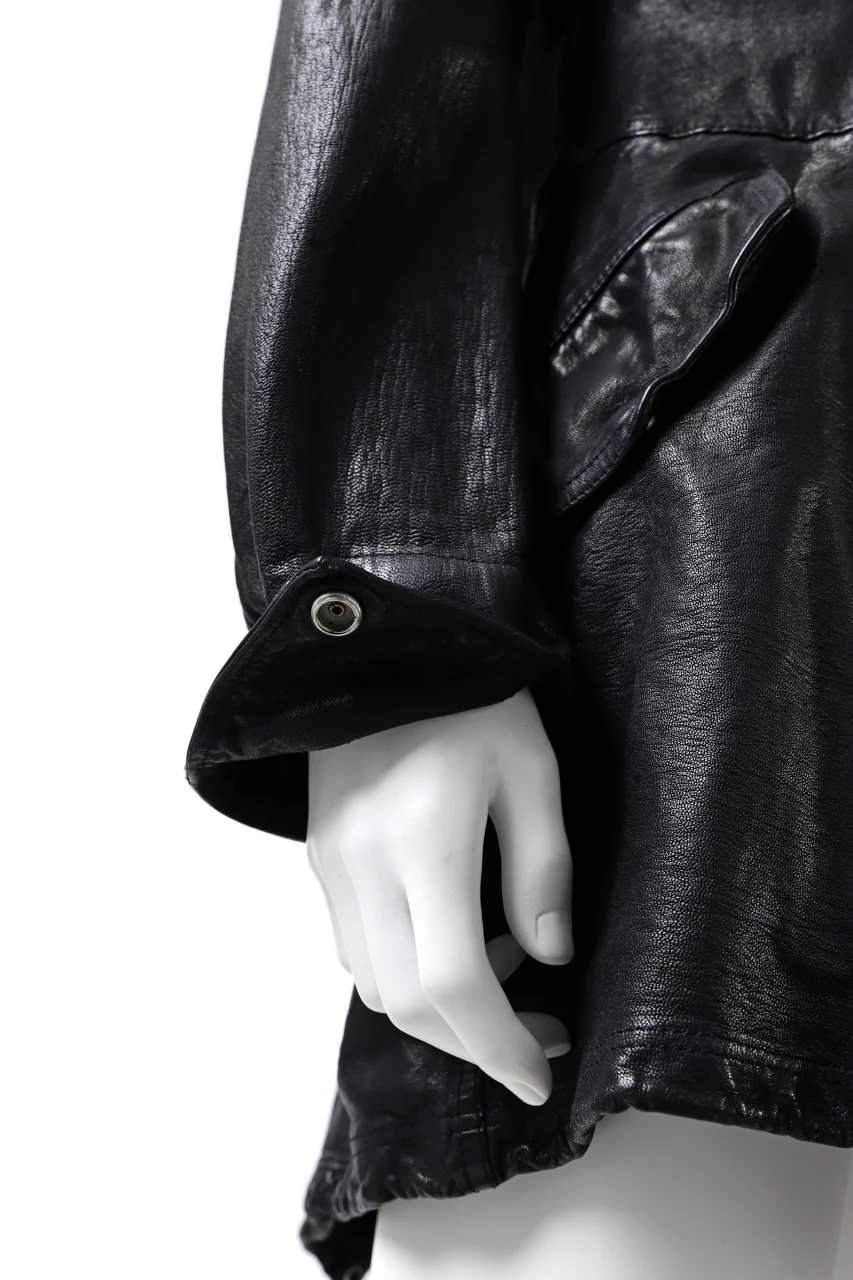 ISAMU KATAYAMA BACKLASH MODS COAT / GOAT LEATHER (GARMENT + SPRAY DYED BLACK) - Image 57