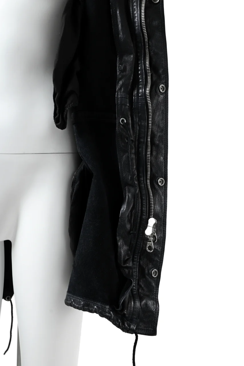 ISAMU KATAYAMA BACKLASH MODS COAT / GOAT LEATHER (GARMENT + SPRAY DYED BLACK) - Image 58