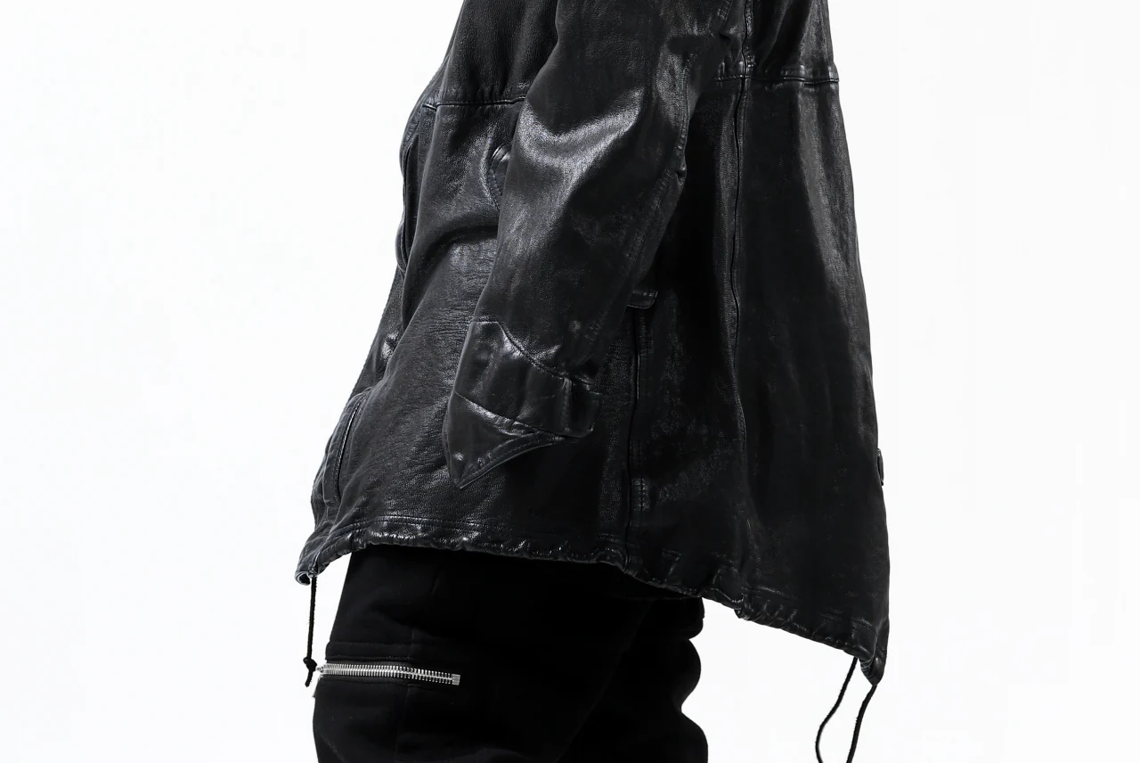 ISAMU KATAYAMA BACKLASH MODS COAT / GOAT LEATHER (GARMENT + SPRAY DYED BLACK) - Image 66
