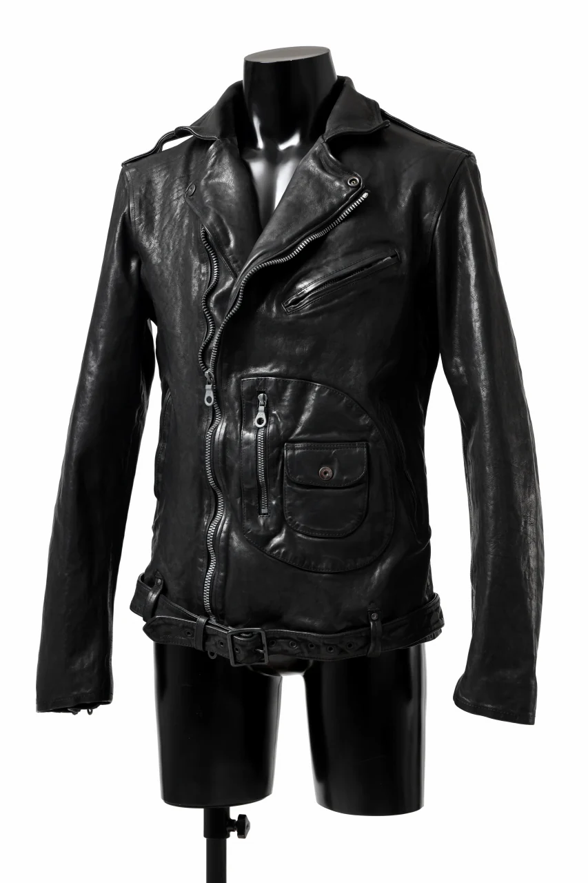 ISAMU KATAYAMA BACKLASH MOTO JACKET / ITALY-SHOULDER OBJECT DYED (BLACK) - Image 10