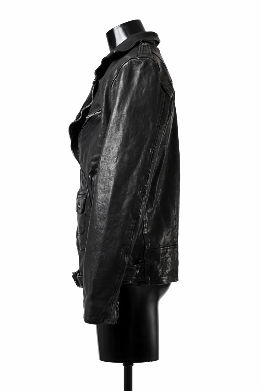 ISAMU KATAYAMA BACKLASH MOTO JACKET / ITALY-SHOULDER OBJECT DYED (BLACK) - Image 11