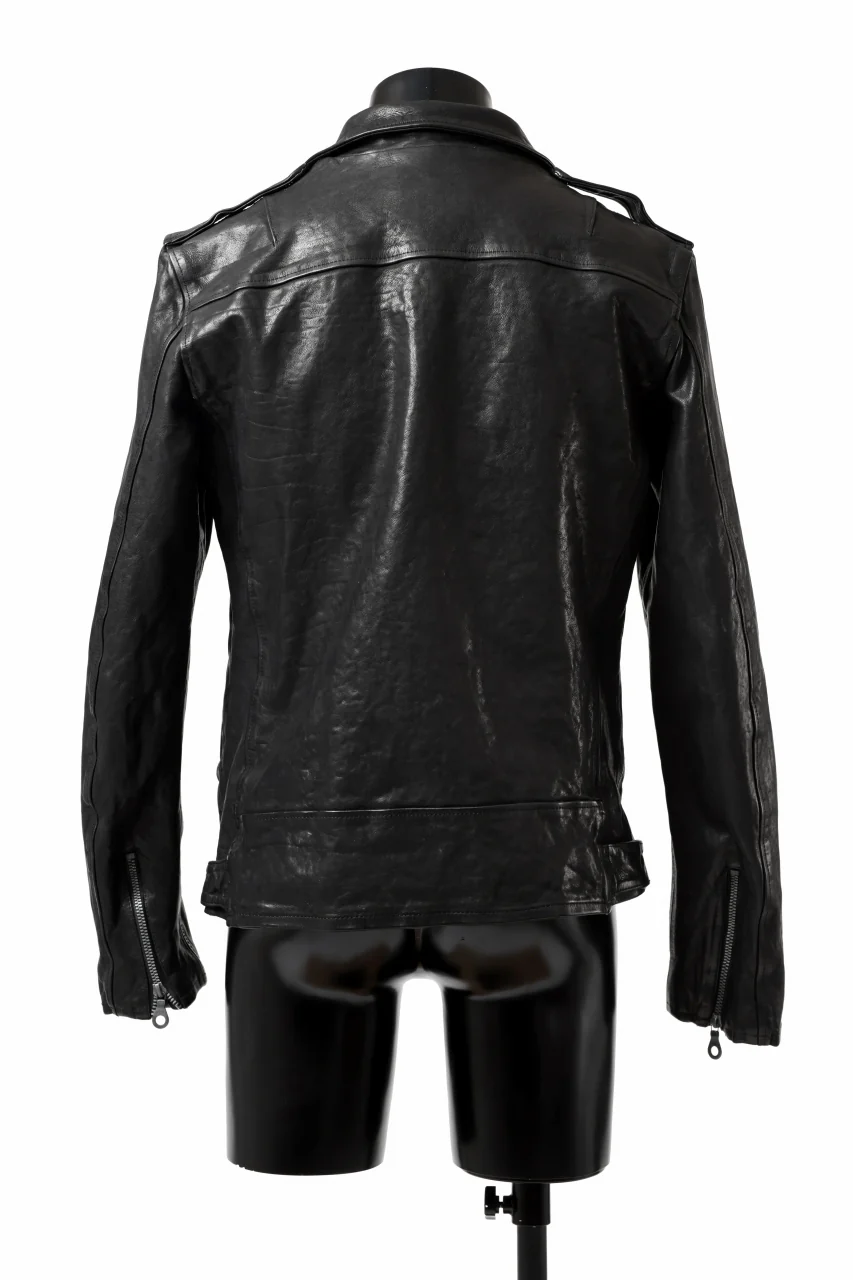 ISAMU KATAYAMA BACKLASH MOTO JACKET / ITALY-SHOULDER OBJECT DYED (BLACK) - Image 12