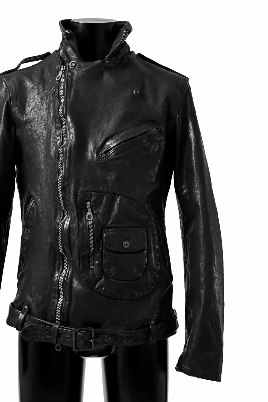 ISAMU KATAYAMA BACKLASH MOTO JACKET / ITALY-SHOULDER OBJECT DYED (BLACK) - Image 14