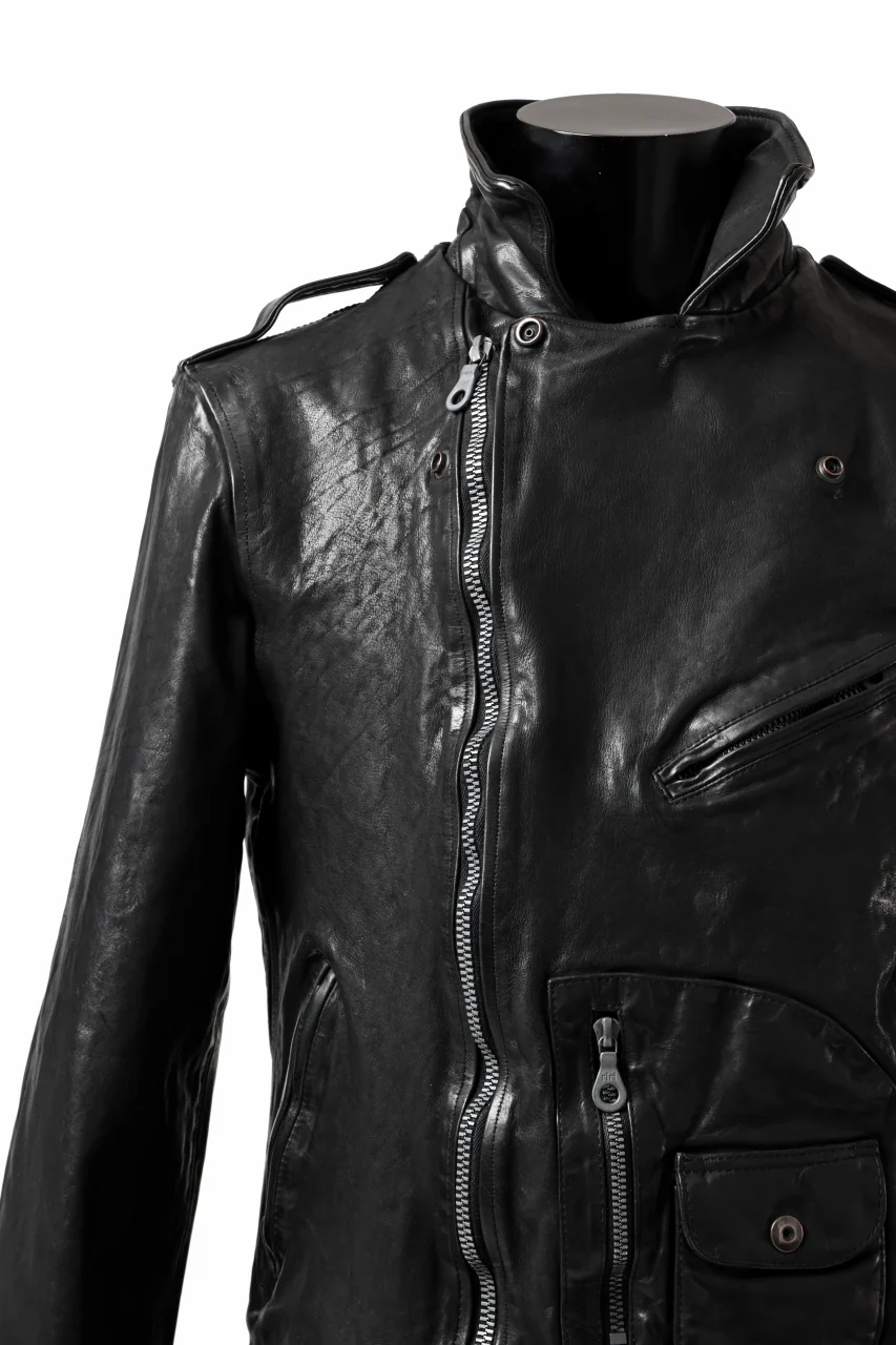 ISAMU KATAYAMA BACKLASH MOTO JACKET / ITALY-SHOULDER OBJECT DYED (BLACK) - Image 16