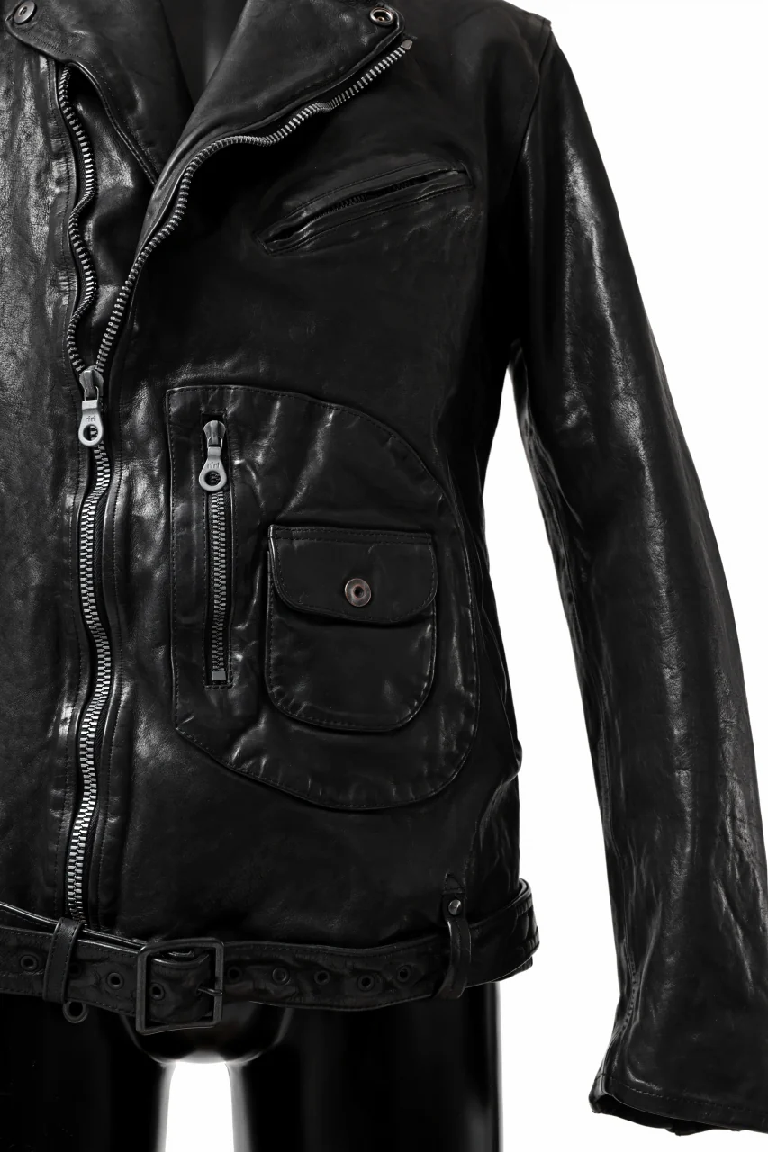 ISAMU KATAYAMA BACKLASH MOTO JACKET / ITALY-SHOULDER OBJECT DYED (BLACK) - Image 18