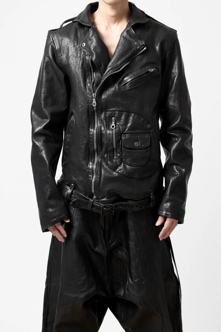 ISAMU KATAYAMA BACKLASH MOTO JACKET / ITALY-SHOULDER OBJECT DYED (BLACK) - Image 2