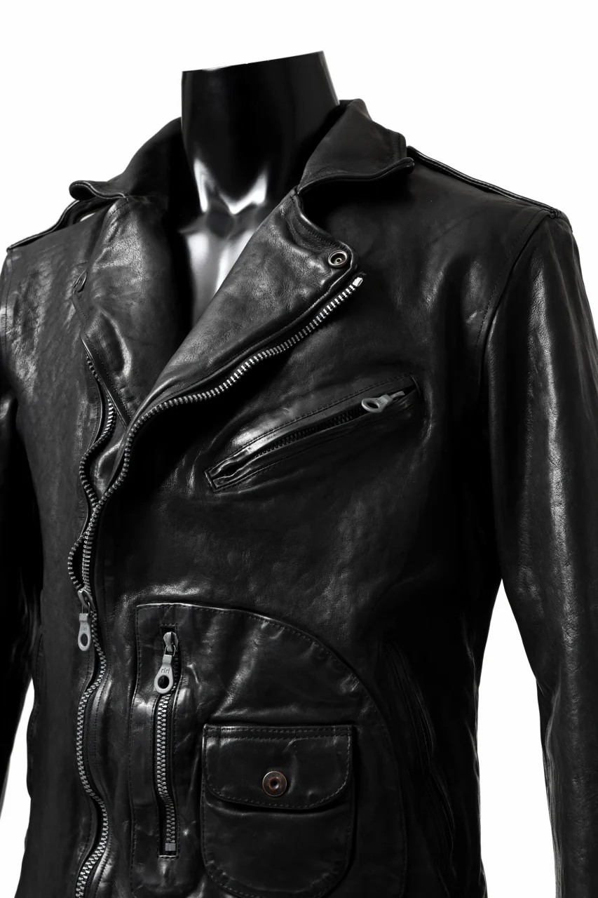 ISAMU KATAYAMA BACKLASH MOTO JACKET / ITALY-SHOULDER OBJECT DYED (BLACK) - Image 21