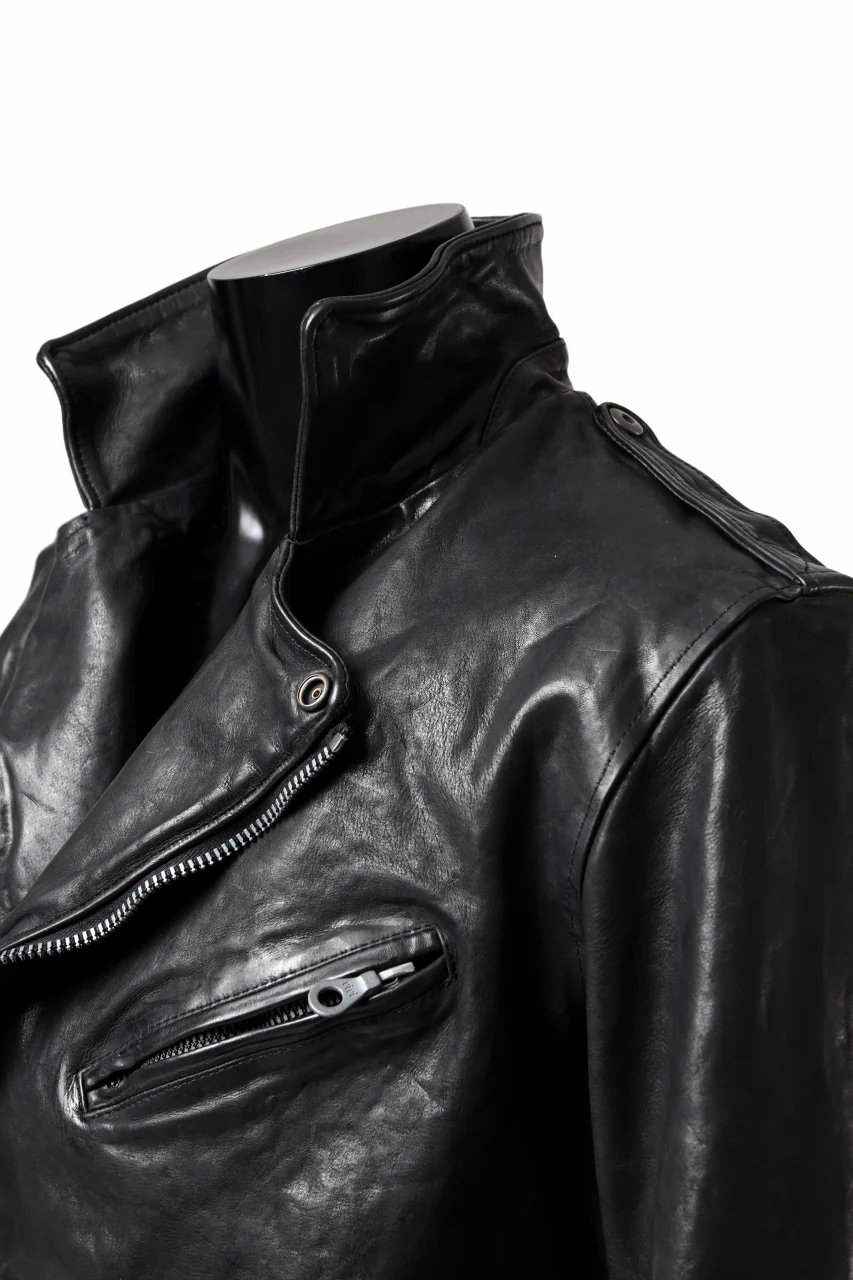 ISAMU KATAYAMA BACKLASH MOTO JACKET / ITALY-SHOULDER OBJECT DYED (BLACK) - Image 24