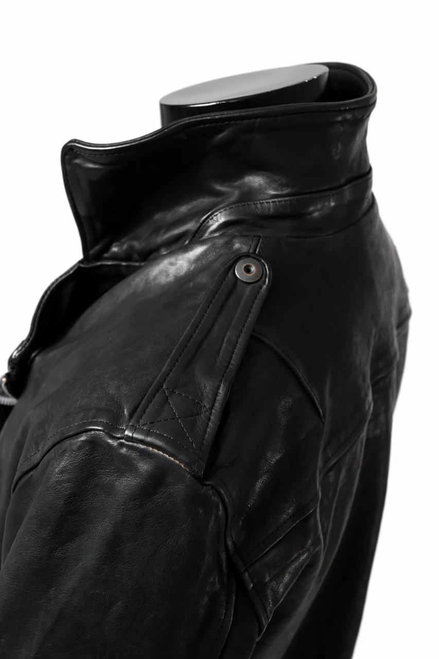 ISAMU KATAYAMA BACKLASH MOTO JACKET / ITALY-SHOULDER OBJECT DYED (BLACK) - Image 25